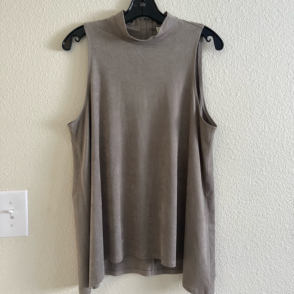 Suede Mock Neck Top - Size Large